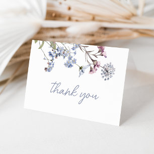 Violet Vintage Wildflower Baby Shower Thank You Card