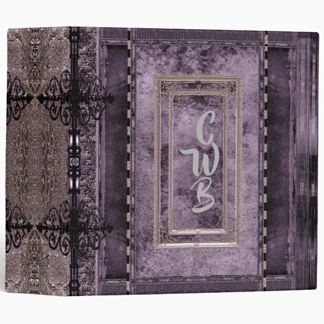 Violet Voice Beautiful Vintage Monogram Binder (Front/Spine)
