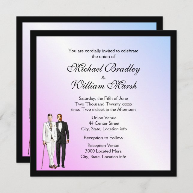 Violet Voyeur Gay Wedding Invitation (Front/Back)