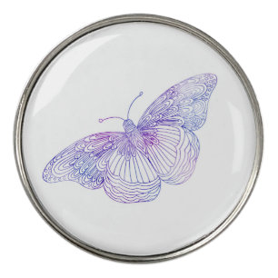 Violet Watercolor Butterfly Golf Ball Marker