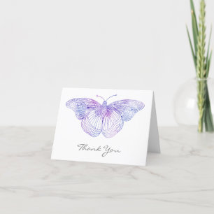 Violet Watercolor Butterfly Letterpress Thank You Card