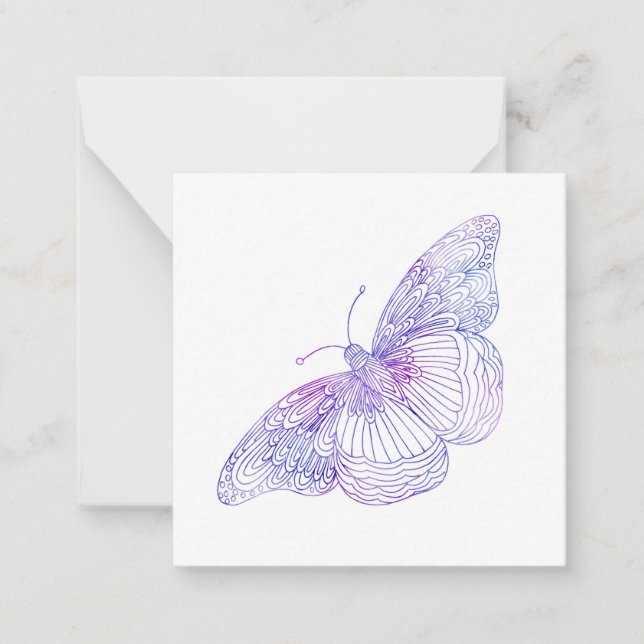 Violet Watercolor Butterfly Note Card (Front)