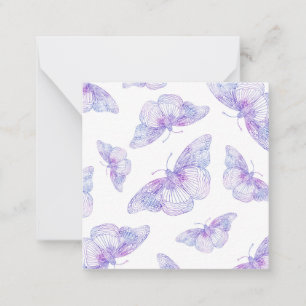Violet Watercolor Butterfly Pattern Note Card