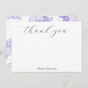 Violet Watercolor Butterfly Pattern Thank You Card