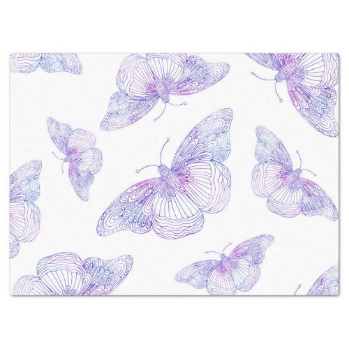 Violet Watercolor Butterfly Pattern Tissue Paper