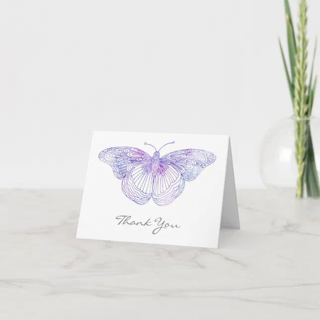Violet Watercolor Butterfly Thank You Card | Zazzle