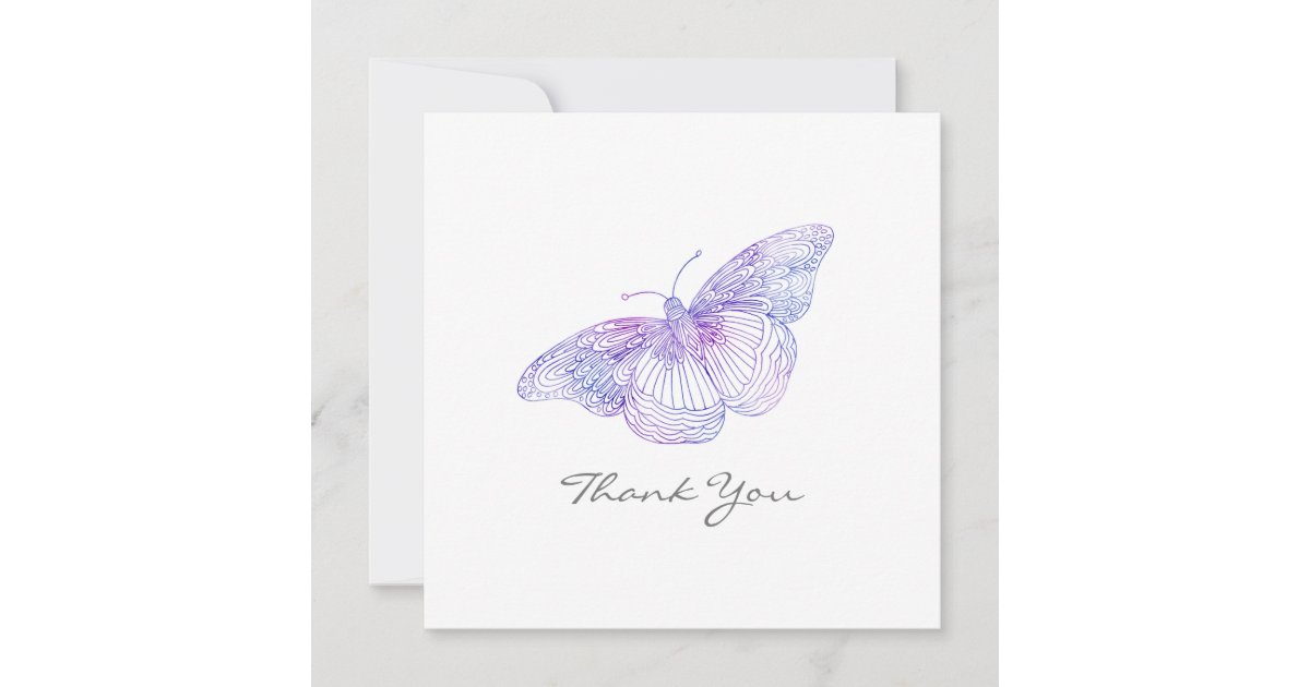 Violet Watercolor Butterfly Thank You Card | Zazzle