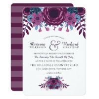 Violet Watercolor Floral Wedding Invitation