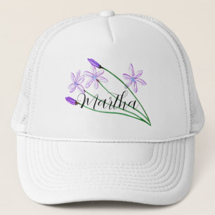 Violet Watercolor flower with name Trucker Hat