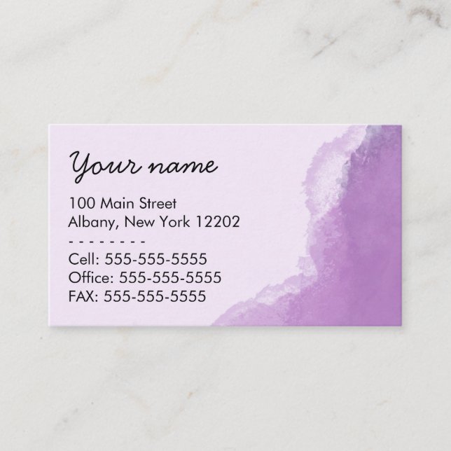 Violet watercolor for any professional industry business card (Front)