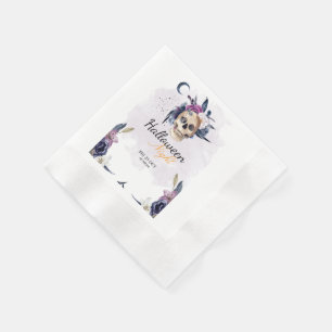 Violet Watercolor Halloween Party Gothic Skull Napkins