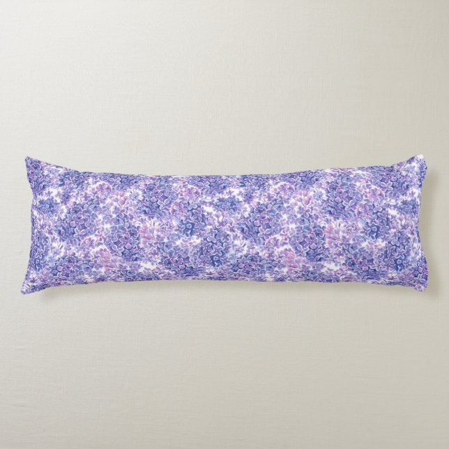 Violet watercolor lilac flowers body pillow (Front)