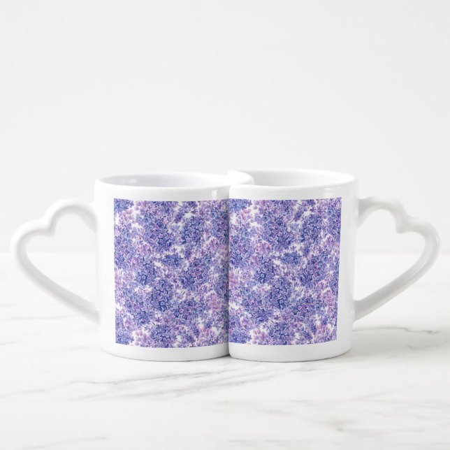 Violet watercolor lilac flowers coffee mug set (Front Nesting)