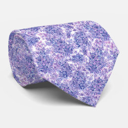 Violet watercolor lilac flowers neck tie
