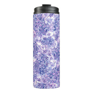Violet watercolor lilac flowers thermal tumbler
