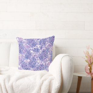 Violet watercolor lilac flowers throw pillow