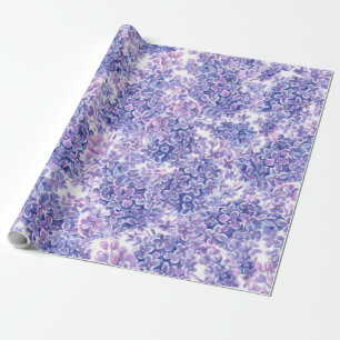 Violet watercolor lilac flowers wrapping paper