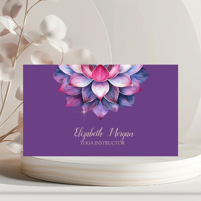Violet Watercolor Lotus Yoga Simple Business Card (Creator Uploaded)