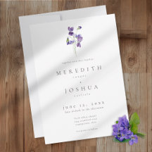 Violet Watercolor Minimalist Elegant Wedding