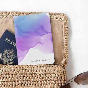 Violet Watercolor Personalized Passport Holder