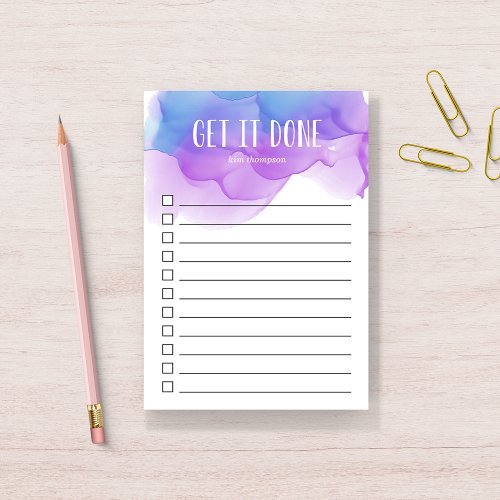 Violet Watercolor Personalized To_Do List Post_it Notes