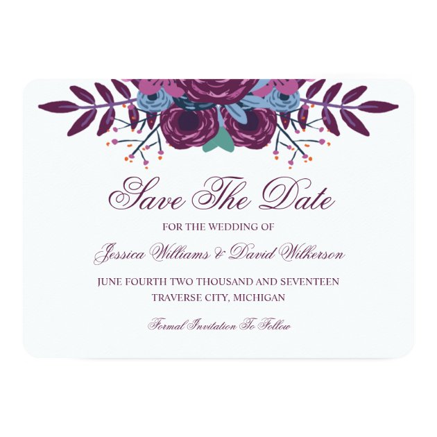 Violet Watercolor Save The Date Announcements