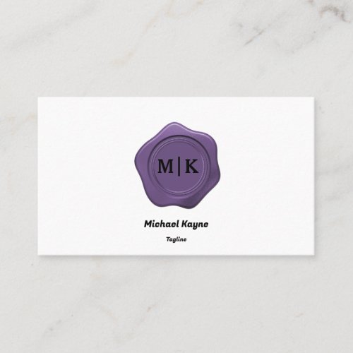 Violet Wax Seal on Black  White Business Card