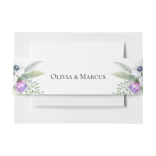 Violet Wedding Anemone Flowers Invitation Belly Band