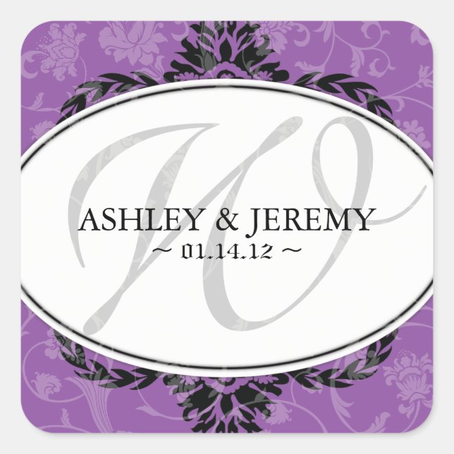 Violet Wedding Favor Stickers (Front)
