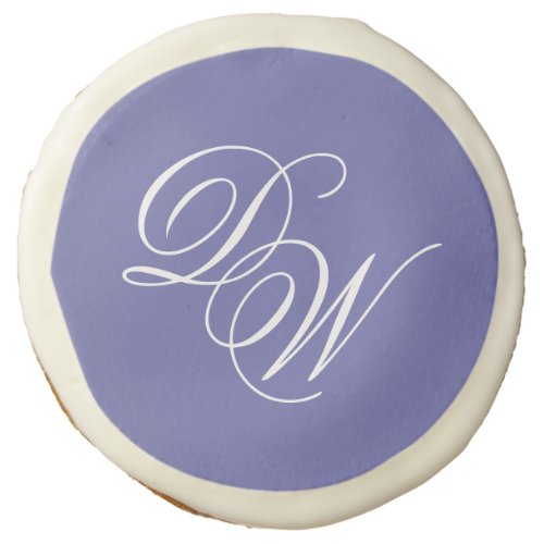 Violet Wedding Monogram Modern Purple Calligraphy Sugar Cookie