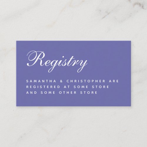 Violet Wedding Registry Elegant Calligraphy Purple Enclosure Card