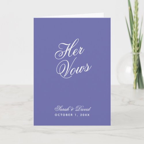 Violet Wedding Vow Book Her Vows Purple Card
