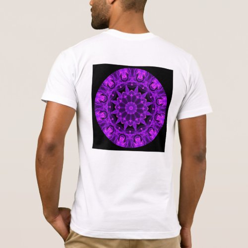 Violet Wheel of Fire Mandala, Abstract Flames T-Shirt