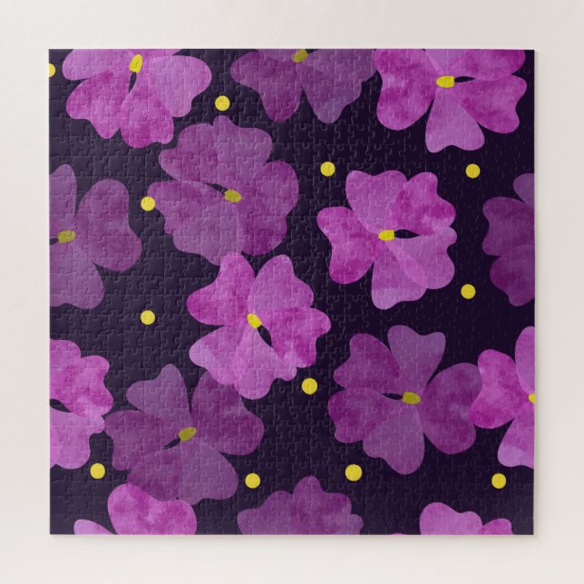 Violet Whispers: Floral Watercolor Elegance Jigsaw Puzzle (Vertical)