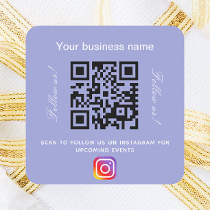 Violet white business name qr code instagram square sticker