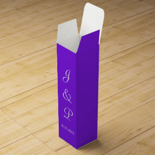 Violet White Monogram Wedding Wine Box