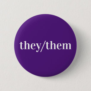 Violet White Pronoun Button They/Them