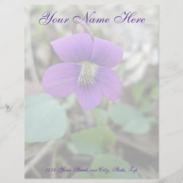 Violet Wildflower Coordinating Items Letterhead (Front)