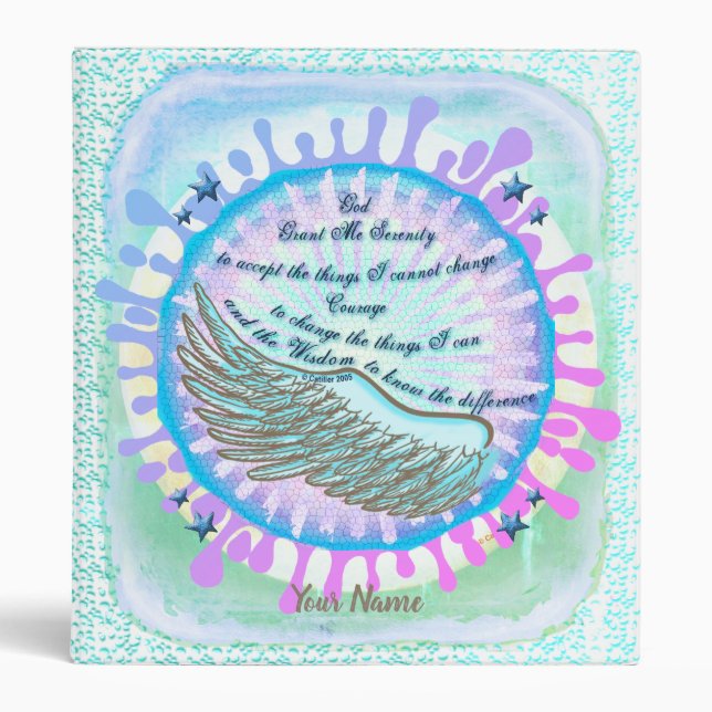 Violet Wing Serenity Prayer binder (Front)