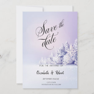 Violet Winter Landscape Forest Save The Date