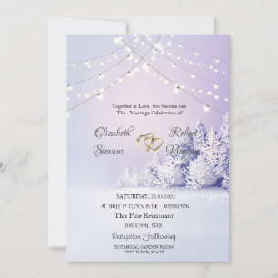 Violet Winter Landscape Forest String Lights Invitation