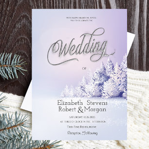 Violet Winter Landscape Forest Wedding Invitation