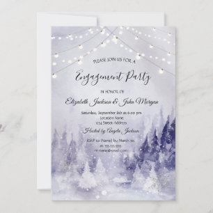 Violet Winter Landscape Snow Engagement Invitation