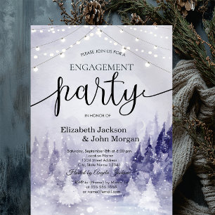 Violet Winter Landscape Snow Engagement   Invitation
