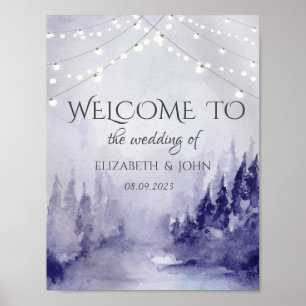 Violet Winter Landscape Snow Poster