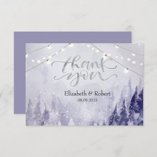 Violet Winter Landscape Snow Thank You Card