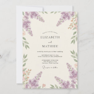 Violet Wisteria Sprig Wedding Invitation