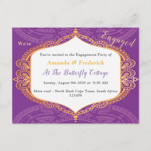 Violet with Gold Mandalas Invitation Postcard