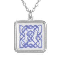 Violet Yarn Celtic Knot Silver Plated Necklace