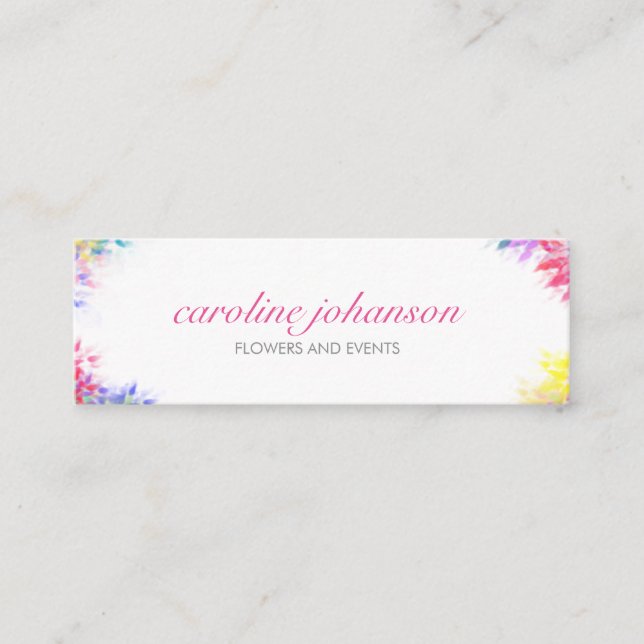 Violet yellow artistic painting brush flowers card (Front)